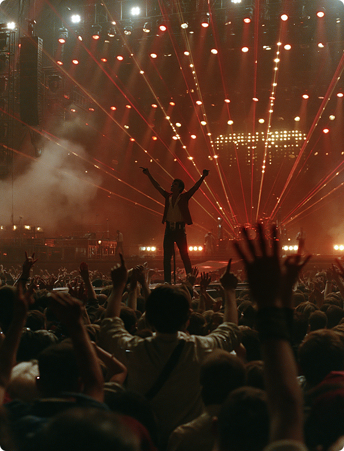 Concert production with stage lighting and live audience